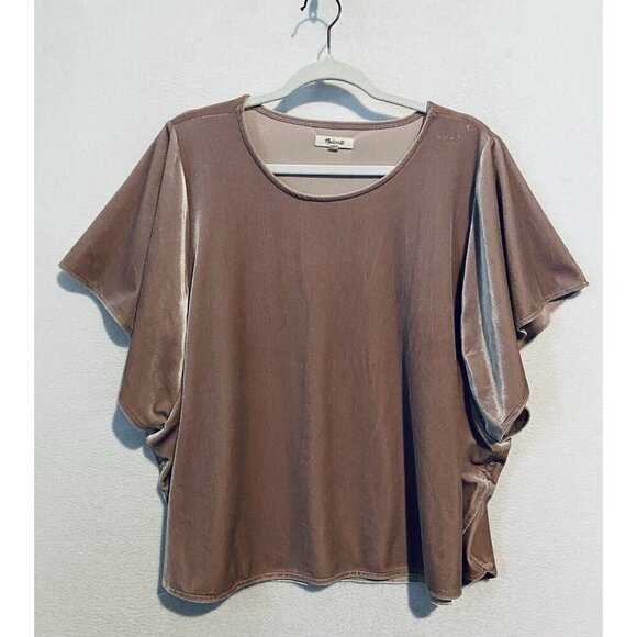 Madewell Top Womens 3X Blush Pink Wisteria Velvet Butterfly Boho Holiday Party - Picture 1 of 8